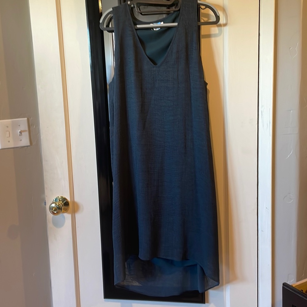 Helmut Lang Textured V-Neck Sleeveless Hi-Low Dress